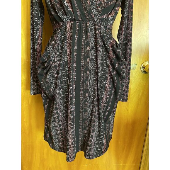 BCBGeneration Printed Long Sleeve Black Wrap Dress Size for XS - Picture 4 of 8